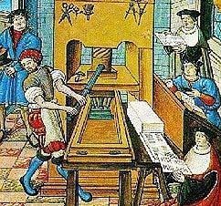 Darstellung des Buchdrucks im 15. Jahrhundert