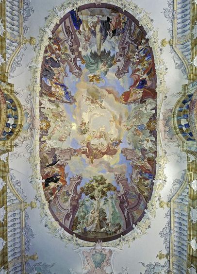 Monastère de Wiblingen, Fresque au plafond de la salle de la bibliothèque
