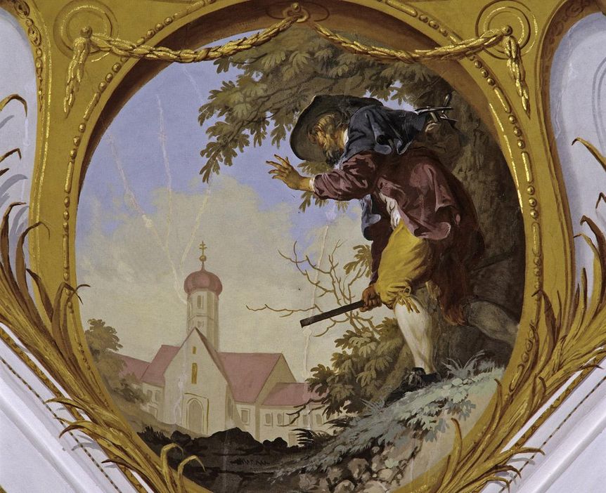 Zwickelbild am Deckenfresko im Mönchschor der Basilika, 1780