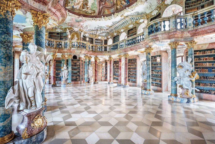 Kloster Wiblingen, Innenansicht, Bibliothekssaal 