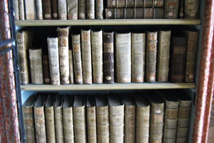 Kloster Wiblingen, Bibliothek, Detail Buchrücken