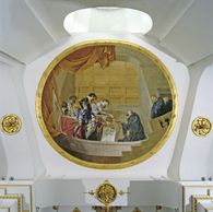 Stifterbild in der Vorhalle der Basilika in Kloster Wiblingen