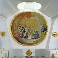 Foto: Staatliche Schlösser und Gärten Baden-Württemberg, Steffen Hauswirth Stifterbild in der Vorhalle der Basilika in Kloster Wiblingen