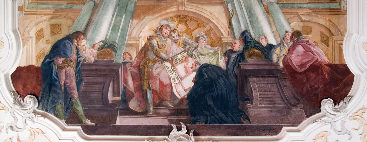 Monastère de Wiblingen, fresque au plafond dans la salle capitulaire